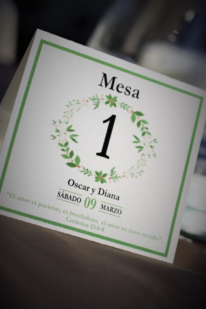 Rótulo mesa de boda Hotel San Antonio